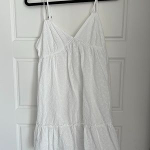 Two Strap White Flowy Mini Dress